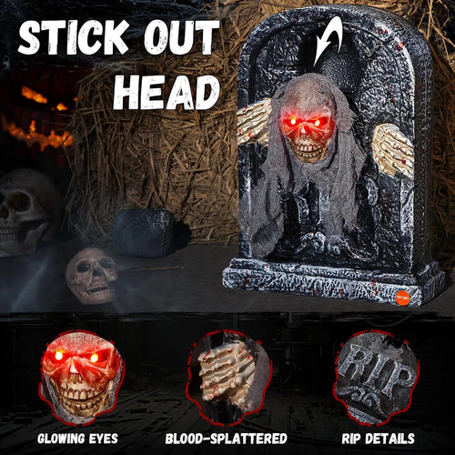 Animated Skeleton Tombstone Prop